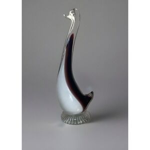 MURANO Glass WHITE HAND BLOWN SWAN 9"TALL PAPERWEIGHT